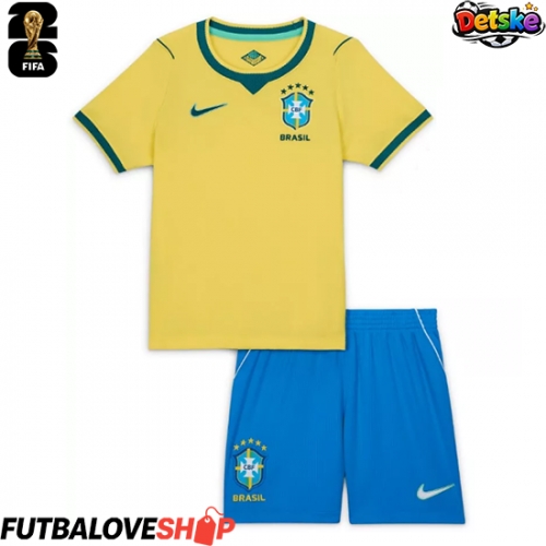 Dres Brazília Domáci pre deti MS 2026 Krátky Rukáv (+ trenírky)